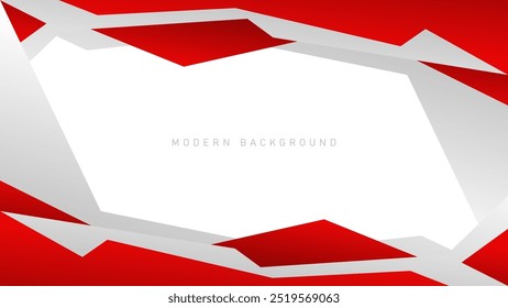 Abstrakter weißer und roter Hintergrund. Moderne geometrische Formen, geeignet für Banner, Präsentationen, Werbung. Vektorgrafik