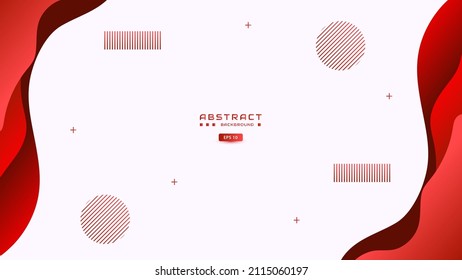 Abstract white red background round fluid with creative shape and minimal ornament