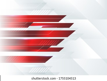 Resumen de fondo geométrico blanco y rojo. Concepto tecnológico. Diseño de vectores