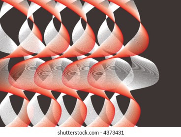 abstract white and red twist on black (vector) - illustrated art