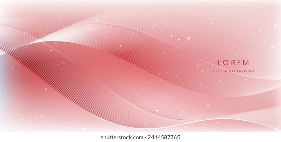 Abstract white and red wave lines trendy background. You can use for ad, poster, template, business presentation. Vector illustration