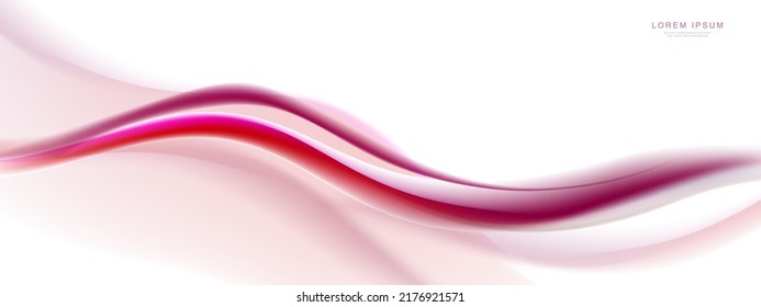 Resumen de ondas blancas y rojas con fondo de líneas curvas de luz borrosa. Ilustración del vector