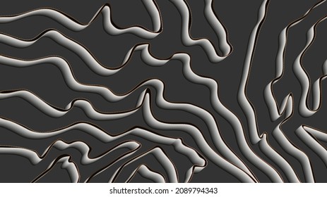 cintas blancas abstractas sobre fondo oscuro con contorno de oro punteado