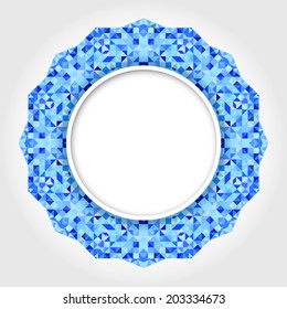 Abstract White Round Frame with Blue Digital Border