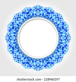 Abstract White Round Frame with Blue Digital Border