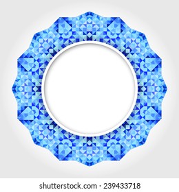 Abstract White Round Frame with Blue Digital Border