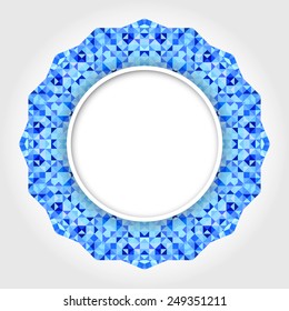 Abstract White Round Frame with Blue Digital Border