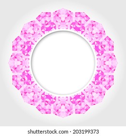 Abstract White Round Frame with Pink Digital Border