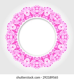 Abstract White Round Frame with Pink Digital Border