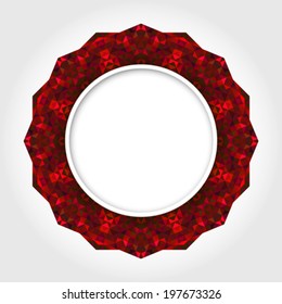 Abstract White Round Frame with Red Digital Border
