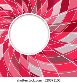 Abstract white round shape with digital red and grey pattern. Vector background