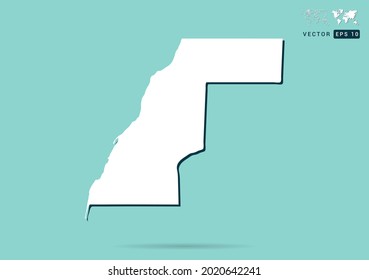 Resumen del mapa del Sahara blanco y sombra negra sobre el vector de fondo verde.