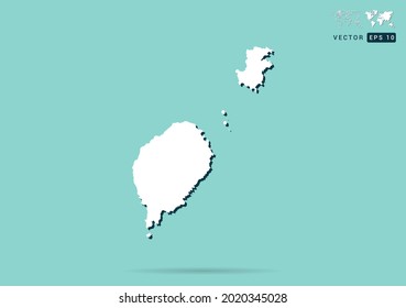 Abstract white Sao Tome map and black shadow on green background vector.