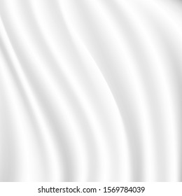 Abstract White Satin Silky Cloth,Fabric Textile Drape with Crease Wavy Folds.with soft waves,waving in the wind.Texture of crumpled paper.