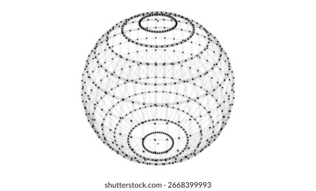 Esfera de ciencia ficción blanca Abstractas con partículas y líneas. Conexión de red de Tecnología en el mundo. Ilustración vectorial futurista. Las conexiones digitales globales ayudan. Esfera geométrica de estructura de alambre 3D.