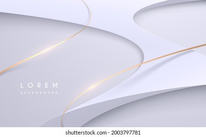 Abstract white shape background with golden lines