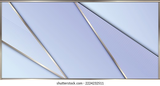 Abstract white shape background with golden lines modern concept