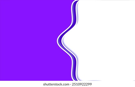 Forma blanca Abstractas sobre fondo púrpura. promoción de Plantilla de Anuncio de venta. Diseño gráfico minimalista. Elegante composición púrpura y blanca. Obra de arte ondulada moderna. Vibrante minimalista, limpio y con estilo 
