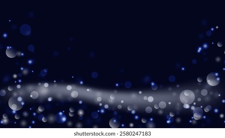 Abstract white shiny glitter decorative on blue background with soft light. Vector illustration