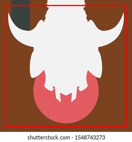 Abstract of a white silhouette of a Devil on a brown background.
