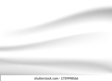 Abstract White Silky Cloth, Fabric Textile Drape with Crease Wavy Folds and soft waves. texture of crumpled paper. illustration vector. background and backdrop for cosmetics or milk products.
