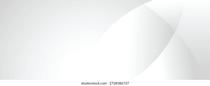 Abstract white and silver grey wave background with smooth curved lines and elegant overlapping layers for modern web design header.