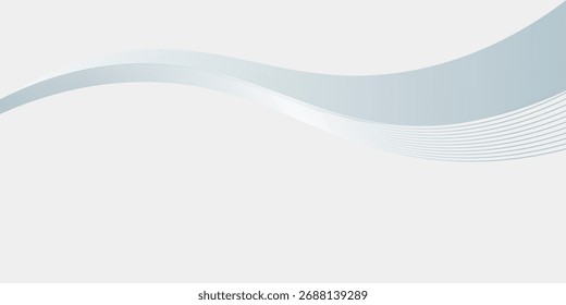 Abstractas Anuncio de fondo ancho de onda blanco y plateado. Ilustración vectorial