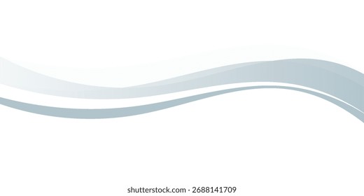 Banner de fundo largo das ondas branca e prata abstrata