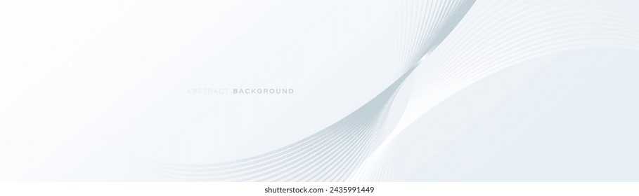 Línea de remolino ondulado abstracto blanco y plateado sobre fondo blanco. Diseño de líneas brillantes de moda mínima de lujo moderno. Ilustración de vector