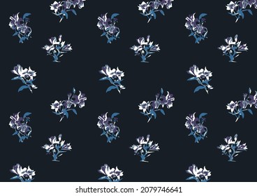 flores pequeñas blancas abstractas con ilustración de fondo negro diseño vectorial imagen digital para ropa de impresión textil