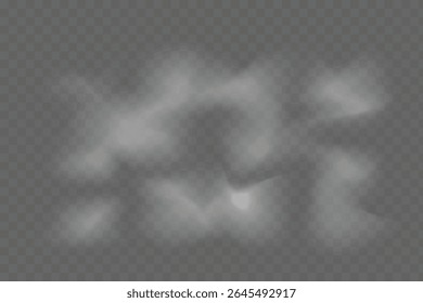 Abstract White Smoke Cloud Effect on Transparent Background for Design Element Use, PNG