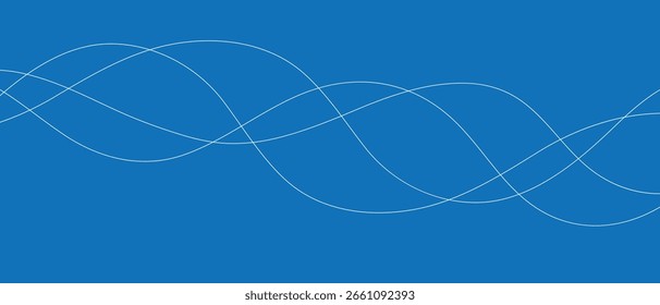 Arte de onda de línea lisa blanca abstracta en azul adecuado para el fondo.