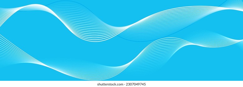 Abstrakte weiße, glatte Wellen auf blauem Hintergrund.Vektorgrafik.