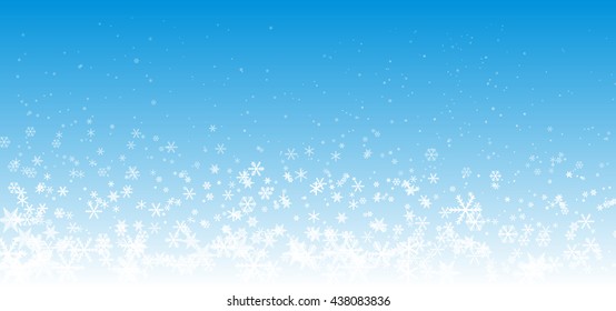 Abstract  white snow flakes  on blue sky ,Christmas background