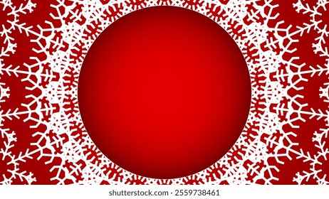 Abstract White Snowflake Frame On Red Background. Vector illustration. Celebration Wallpaper. Christmas Banner