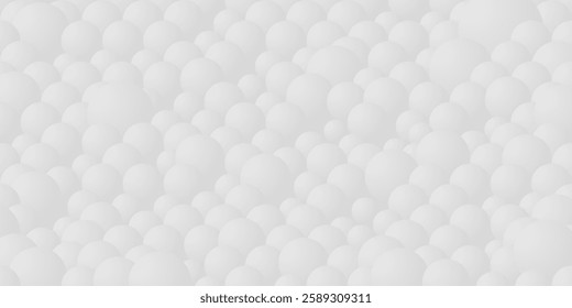 Abstract white spheres background with soft shadows. Abstract background featuring numerous white spheres with soft shadows, creating a modern, minimalist, and clean 3D effect. Modern vector design.