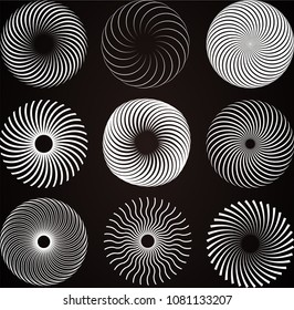 Abstract White Spiral Element Set