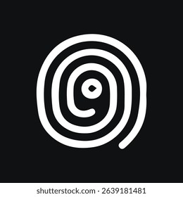 Abstract white spiral shape on a black background. Minimalist design with a modern artistic touch.