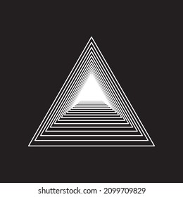 Abstract white spirograph triangle logo on black background. Vector illustration.