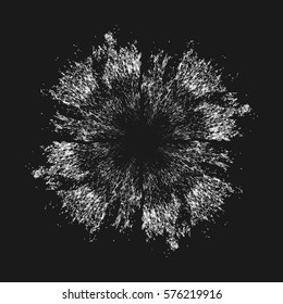 Abstract white splash painted rough brush. Isolated on a black background.  Grunge.
