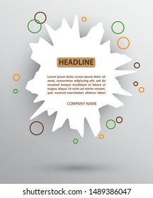 Abstract white spot label with circles and text.