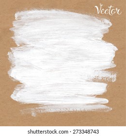 Abstract white spot of paint on kraft paper. Background vector