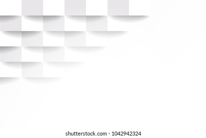 Abstract white square geometric texture background, vector illustration.