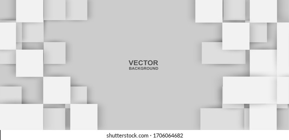 Abstract. White square overlap shape background. light and shadow .Vector.