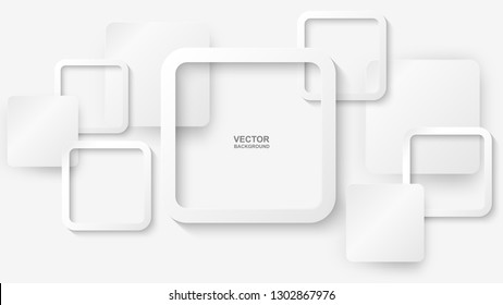 Abstract .White square paper white background ,light and shadow. Vector.
