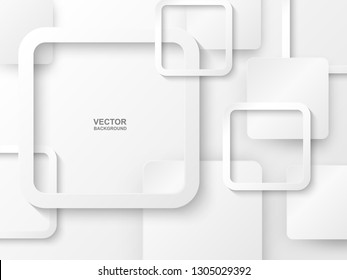 Abstract .White square paper white background ,light and shadow. Vector.
