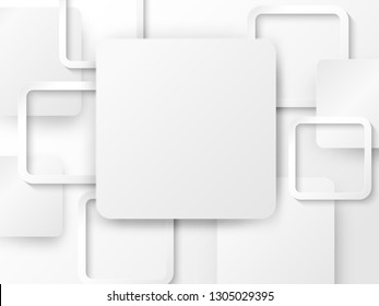 Abstract .White square paper white background ,light and shadow. Vector.
