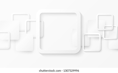Abstract .White square paper white background ,light and shadow. Vector.
