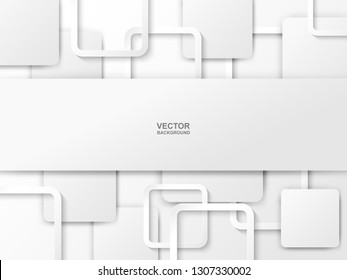 Abstract .White square paper white background ,light and shadow. Vector.
