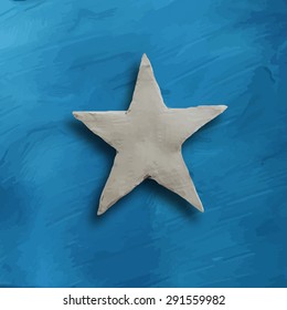 Abstract white star on blue background, for 4 July American Independence Day and other events. Vector illustration. Plasticine modeling.